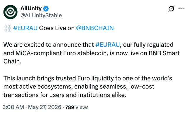 AllUnity lança stablecoin SEKAU lastreada na coroa sueca sob as regras da MiCA - Imagem do artigo original