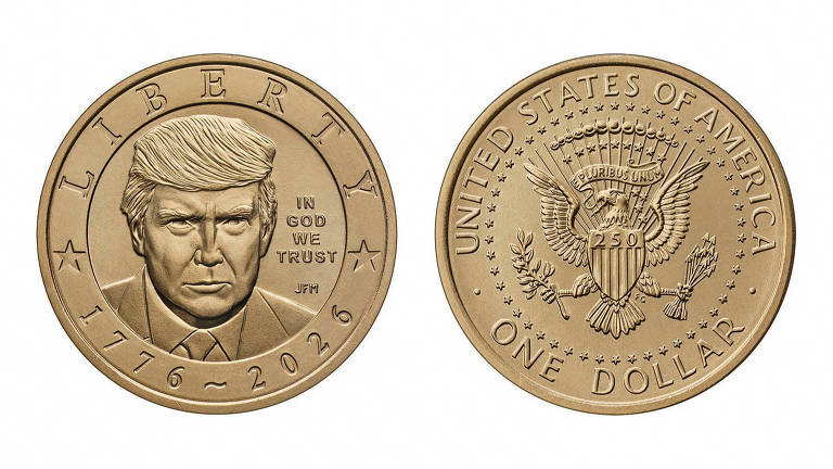 Moeda comemorativa de US$ 1 com rosto de Trump entra em produção e levanta questões legais nos EUA - Imagem do artigo original